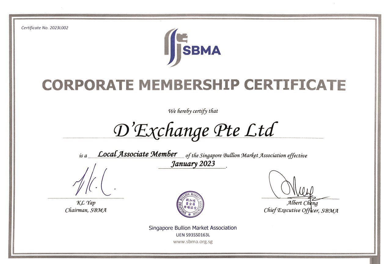Local Asssociate Member of the Singapore Bullion Market Association (SBMA)